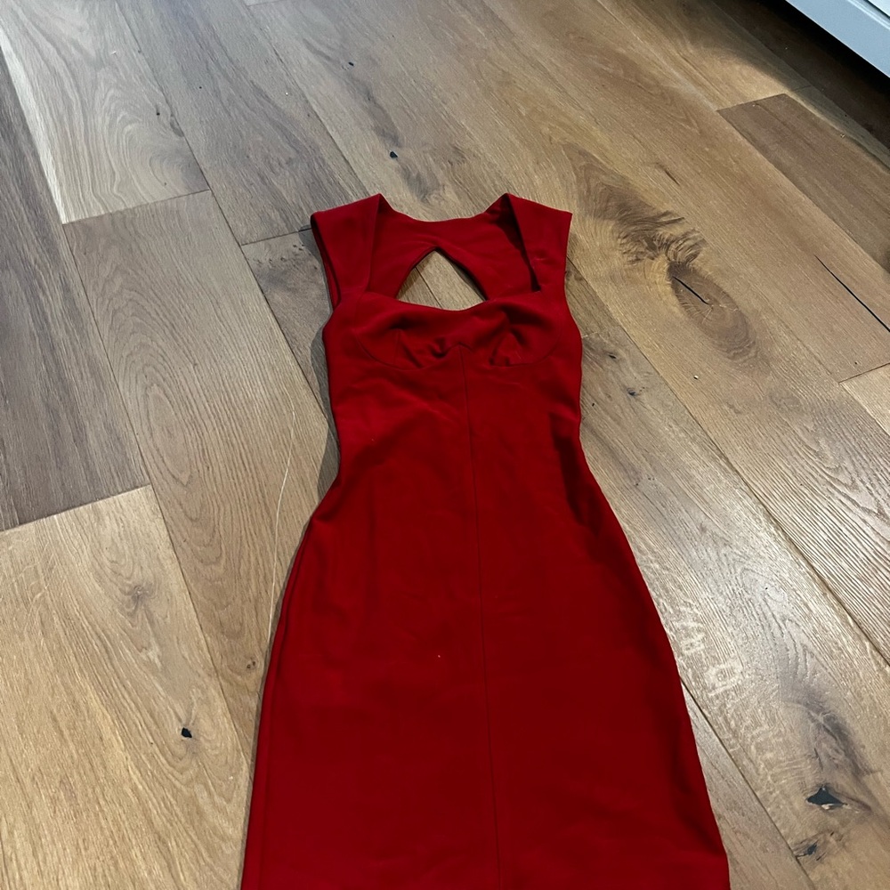 Red mini dress with cutouts